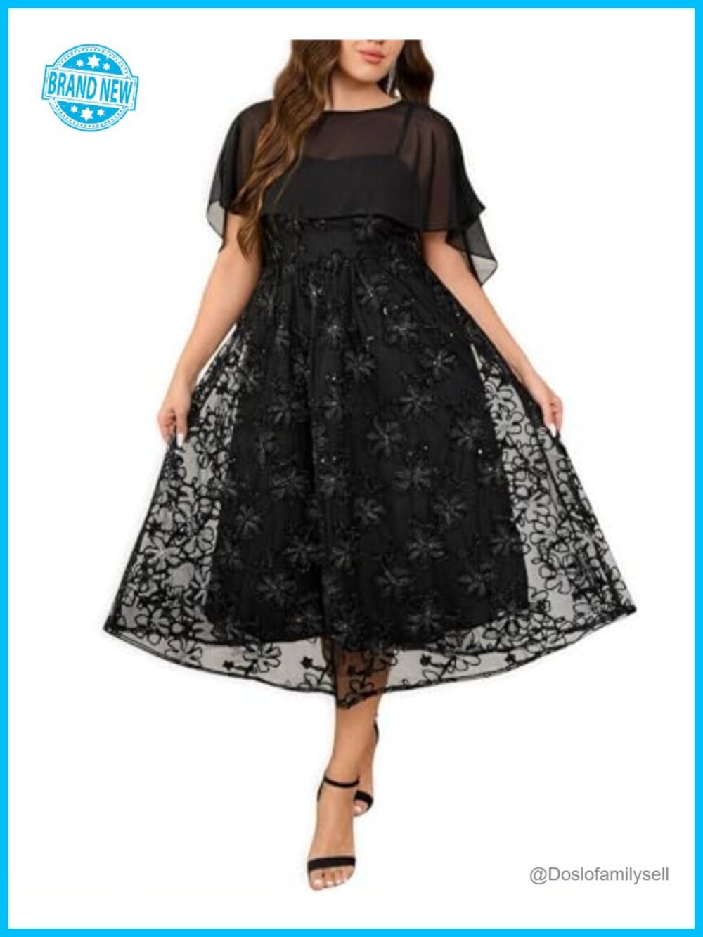 Plus Size Long Cape Dress Chiffon Lace Mermaid Formal Gown Mother of Bride